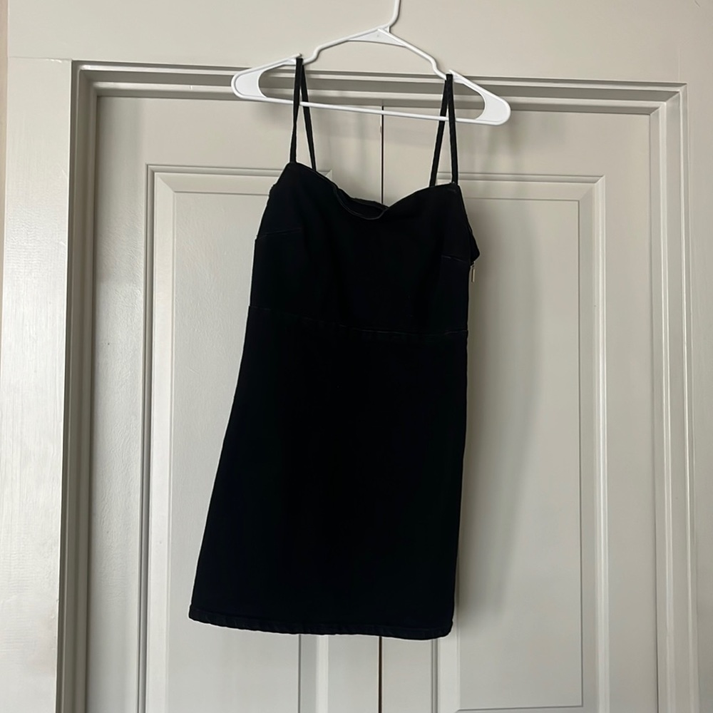 Zara black Jean Mini Dress w/ side zipper